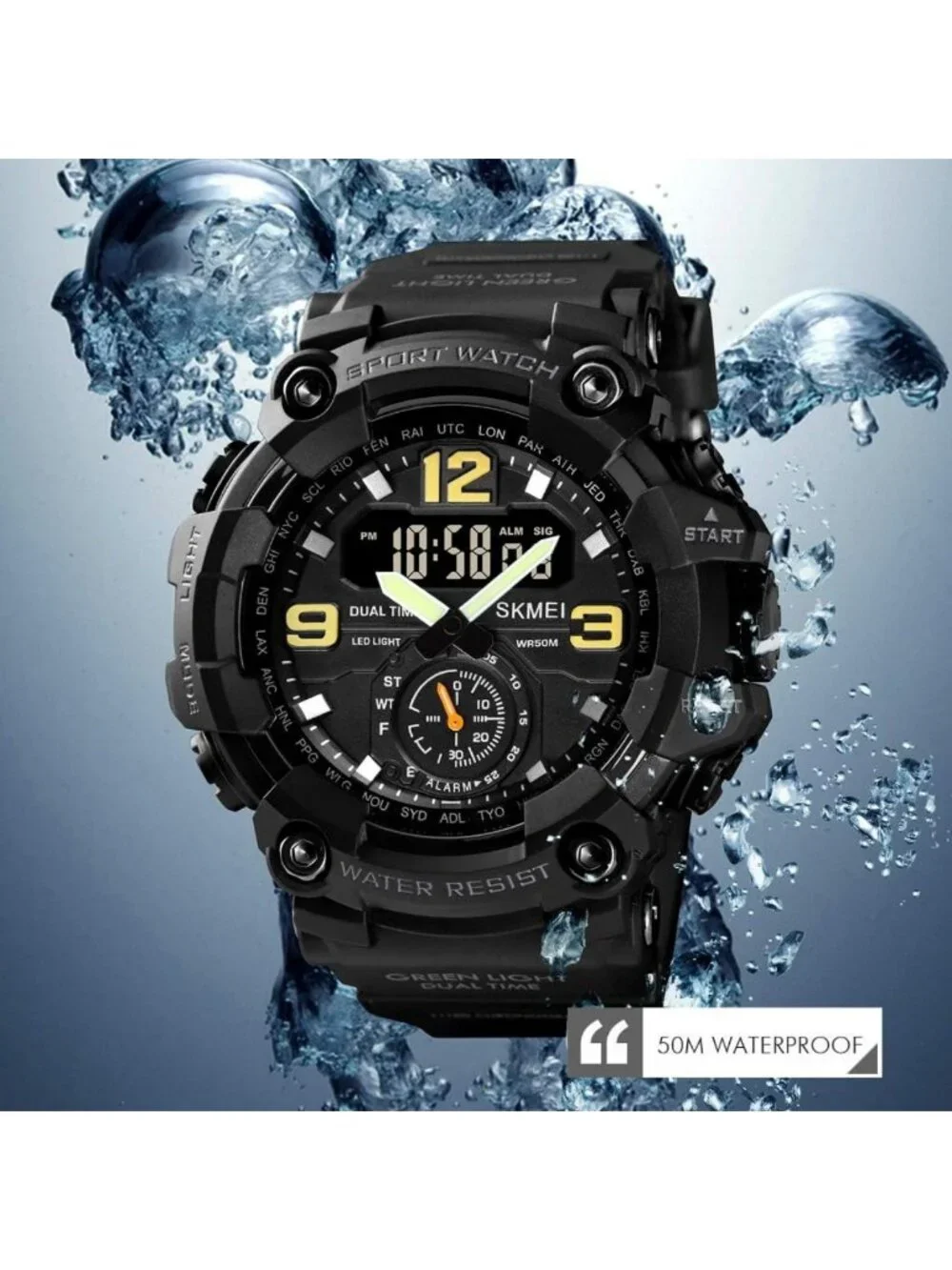 Men's Camouflage Sports Watch - Large Face, Waterproof, Shockproof